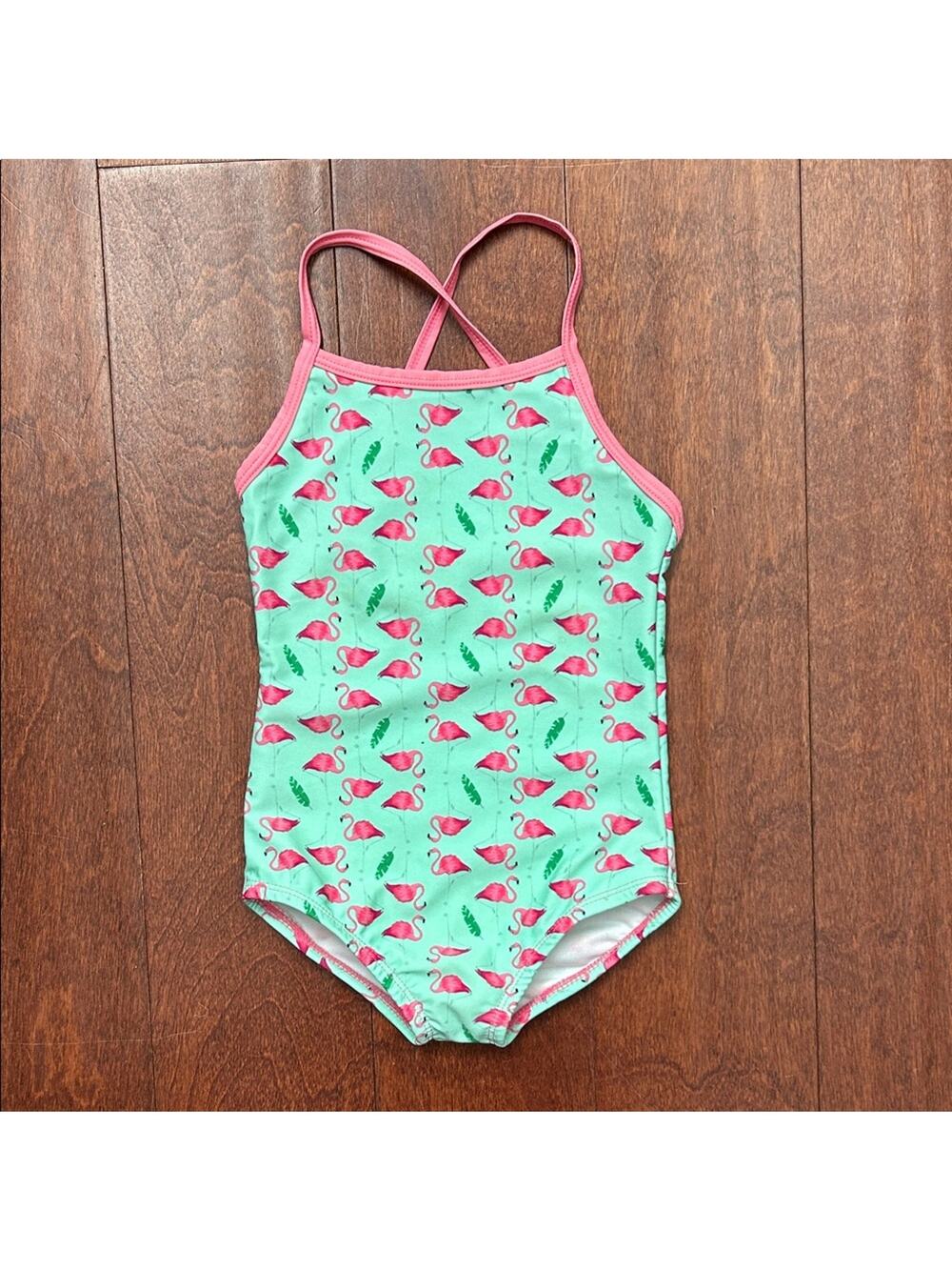 Leveret Kids One Piece Swimsuit - Pink Flamingos, UPF 50+, 3 Years